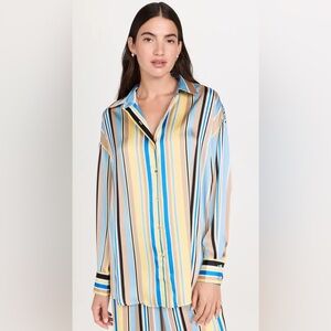 Favorite Daughter Striped Button-Up Shirt in Blue, Yellow, Tan, Black